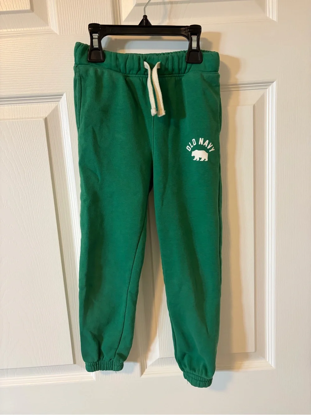Old Navy Green Fleece Joggers with White Drawstring